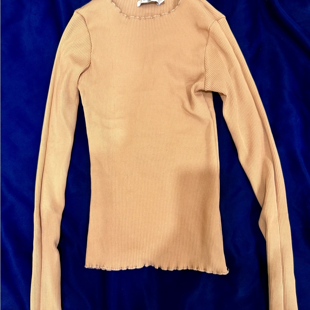 NAKD Ribbed Tan Long Sleeve Top